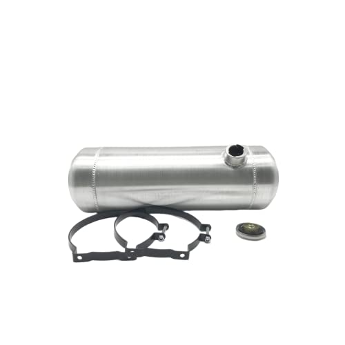 JSD 5 Gallons 8 x24 Aluminum Spun Round Gas Tank / Fuel Tank End Fill 3/8 NPT Outlet With Vented Cap and 2 black Brackets included