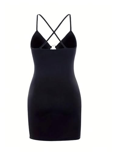 Image of BEAUDRM Women's Y2K Sexy Cut Out Dress Spaghetti Strap Slim Fitted Mini Dress Heart Cami Bodycon Dresses