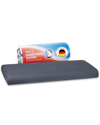 Bauchschläferkissen 40x80 HADAR low QuickDry, Extra flach (6cm), Hochwertiger Memory-Foam, Ergonomisches Kopfkissen für Bauchschläfer, Schnelltrocknender Klima-Bezug, Passt in 40 x 80 Bezüge