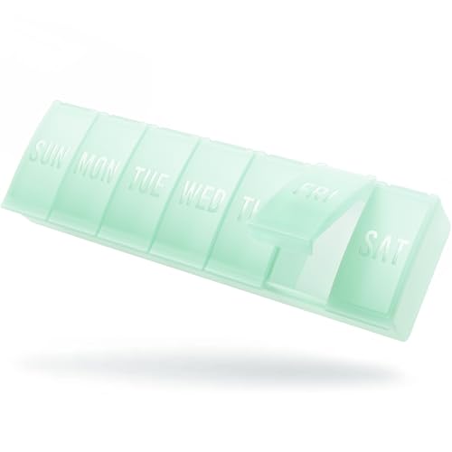 Image of Barhon Large Weekly Pill Organizer, Big Vitamin Organizer Case for 7 Day, Travel Medicine Pill Box to Hold Various Supplements and Fish Oil, Macaron Green