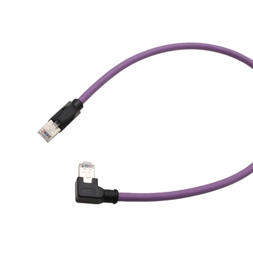 Image of HangTon Gigabit Ethernet Network Patch Cable Cord RJ45 for EtherCAT Profinet Machine Vision Industrial GigE Camera Internet Router LAN Computer Switch Server, 20cm, Purple, Right to Straight