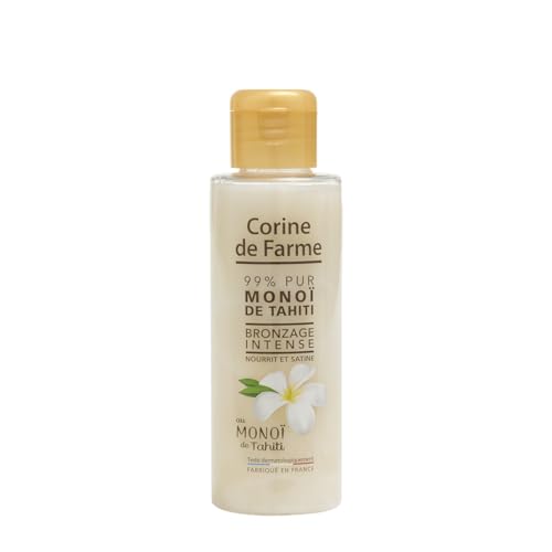 Corine de Farme, Huile de soin pour le corps, 110 ml, 99% Pur Monoï de Tahiti, unisexe, parfum floral, hydrate et nourrit la peau, idéal pour bronzage intense,...