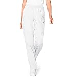 ScrubZone Women's Full Elastic Waist Cargo Scrub Pant, White, 3X-Large