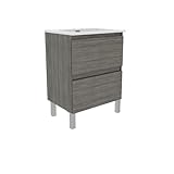 mueble tv color ceniza CIERRE CON AMORTIGUACIÓN para un cierre sin ruido. Distribución de Cajón + Puerta Abatible con apertura mediante uñero. Mueble fabricado en Melamina 16 mm de grosor con guía oculta.