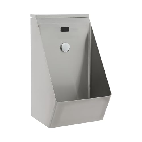 Urinal masculino automático con sensor para montaje en pared, de acero inoxidable 304, para hombres, con descarga inteligente, para garajes, KTV, dormitorios, bares, hoteles, tiendas (plateado) miniatura 3