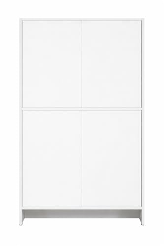 Image of DeckUp Muvo 4-Shelf Engineered Wood Book Shelf and Display Unit (White, Matte Finish)