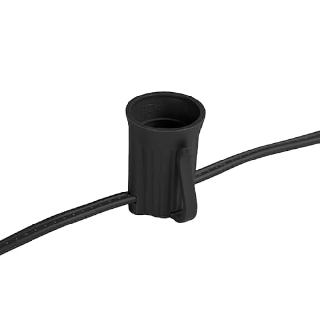 Novelty Lights 25 Foot String Light Set - Indoor/Outdoor Stringer Set for Christmas, Wedding Decor, Patios, & More - C9/E17 Intermediate Base (Black Wire, 12 Spacing)