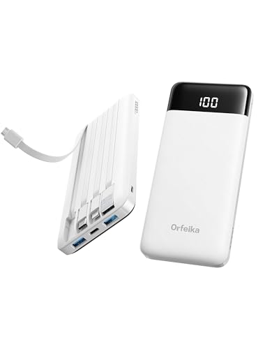 Orfeika 10000mAh Portable Phone Charger with Cables