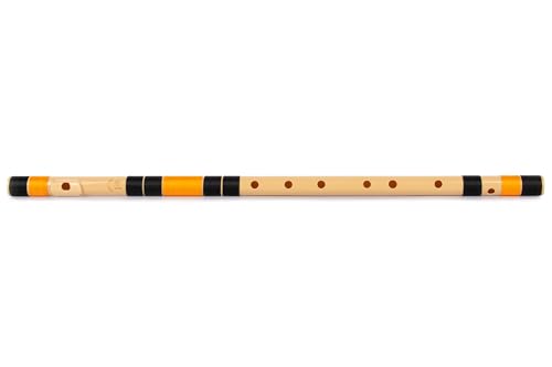 Radhe Flutes | F Sharp Right-Handed Base Bansuri | Durable, Washable & Crack-Resistant PVC Flute | Black & Orange | Includes Hindi & English Online Fl