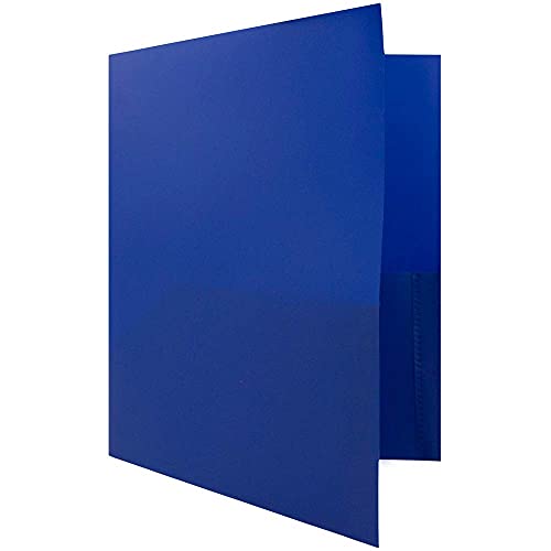 Jam Paper Plastic 2 Pocket Pop Folders - Durable School Folders - Blue - 6/Pack #TOP3