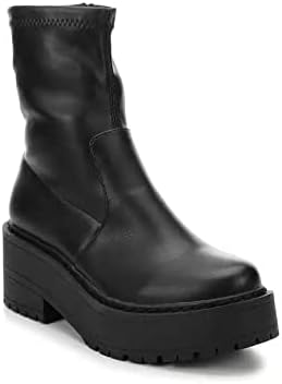 Women Mid Calf Chunky Block Heel Platform Ankle Boots SD Inaki Black Pu 6.5 | Image 3