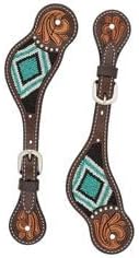 Leather Western Horse Spur Straps Handmade Genuine Tooled for Horse Riders Set of 2 Single Boots Equipment for Men-Women Craft Hardware Buckle TACK Basket Sport Equestrian Spurs for Riding, MO-SP-41
