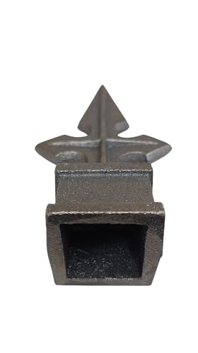Image of Cast Iron Fence Finials, Multiple Decorative Styles & Sizes, 1 /2 inch to 1 inch Inch Square and Round Spears, Fleur de Lis Design (1 inch Cross SQ, 5)