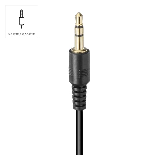 Hama Kopfhörer mit Kabel ShellTV II (TV Kopfhörer Over Ear, mit extra langem Kabel, 6m, 3,5mm Klinke, 6,35mm Adapter, mit Lautstärkeregler, einstellbares Kopfband, vergoldete Stecker) schwarz