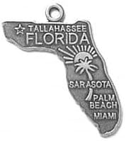CharmCountry Sterling Silver Florida State Charm with Split Ring Item #608
