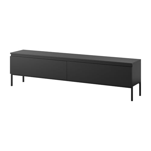 Selsey TV Schrank Board Sideboard Fernsehtisch Fernsehschrank Mit Schränken 175 cm Schwarze Beine Schwarz Bemmi