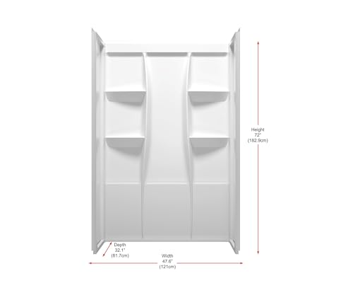 Elegant Kitchen and Bath Sterling 48\" Alcove Shower Wall Surround Glossy White - Thumbnail 3