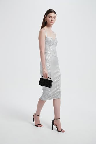 Women Faux Leather Evening Bag Stylish Gripe Clutch Handbag PU Shoulder Crossbody Bag for Party Formal Casual2