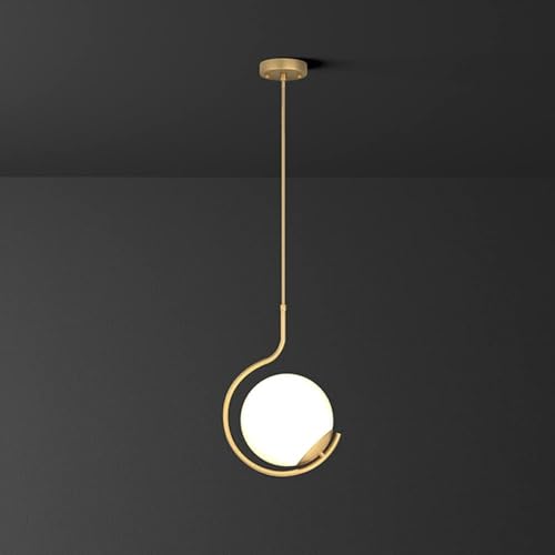Lampe à suspension en cuivre véritable et verre crème pour une chambre élégante