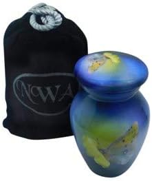 Blue Butterfly Keepsake Urn with Velvet Bag