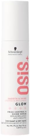 Schwarzkopf Professional OSiS+ Glow Anti-Frizz Shine Serum I for Frizz Reduction and Shine | Vegan | Leave-In Hair serum | Silicon free | 50ml