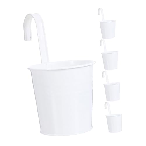 Toyvian 5 Piezas de balcón Cubos de Maceta Cubo de plantador de Metal balde Planchar Blanco