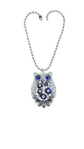 LUCKBOOSTIUM Owl Evil Eye Car Hanging Ornament - Spiritual Rearview Mirror Charm, Home Protection Amulet, Car Décor with Crystals, Unique Accessories for Women & Men, Good Luck Symbol