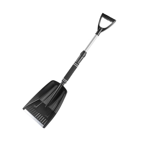 Teleskop Schneeschaufel, Zusammenklappbar, 85cm Aluminium Stiel mit Eva-Schaumgriff, Schwarze Kunststoffschaufel, Tragbare Auto Winterreinigung (A)