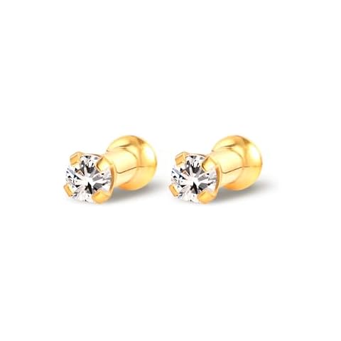 Awinrel Pair of Prong Set Zircon Ear Gauges Plugs Womens Double Flare Flesh Tunnels 316L Surgical Steel Stretcher Kits Expander Piercing Jewelry 8G-1/2 (8G(3mm), Gold) Cover