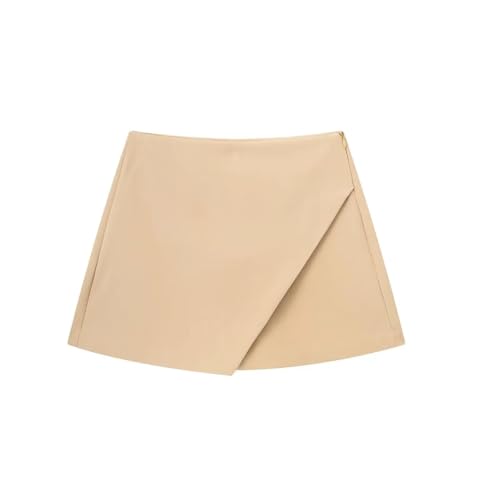 SOYNIA Faldas Mujer Shorts Asimétricos Mujer Mini Shorts Mujer Shorts Cintura Alta Falda Casual Shorts Falda Mujer L Khaki