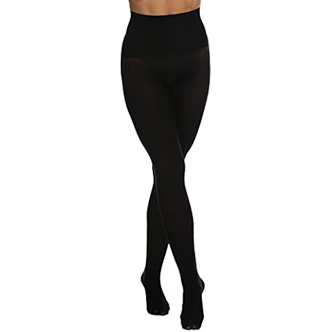 Women's Seamless Microfiber Opaque Tights 100 Den with Comfortable Control Waistband (Small, Black) Cover