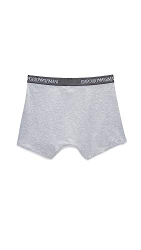 Emporio Armani Men's 3-Pack Cotton Grey/Navy/Black Boxer Briefs, Large