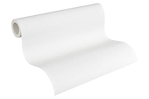 A.S. Création Paintable Non-Woven Wallpaper 10.05 x 0.53 m weiß Made in Germany 248718 2487-18, Weiß, Überstreichbar, 53 x 1005 cm