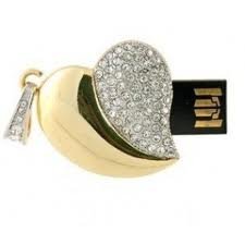 Microware 16GB Golden Metal Heart Shape Designer Pendrive