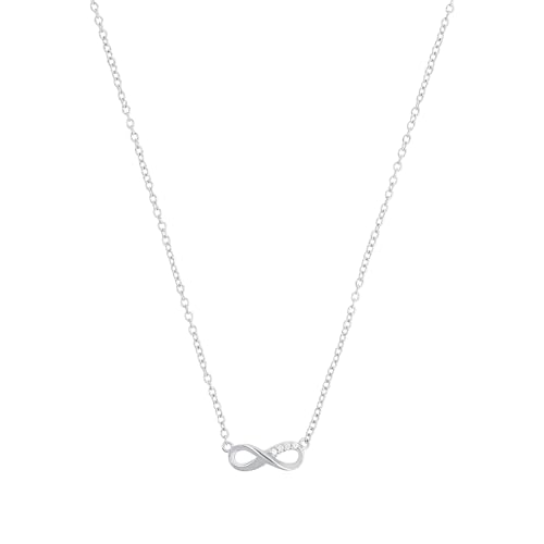 s.Oliver Kette mit Infinity Anhänger für Damen, Zirkonia und 925 Sterling Silber, Rhodiniert