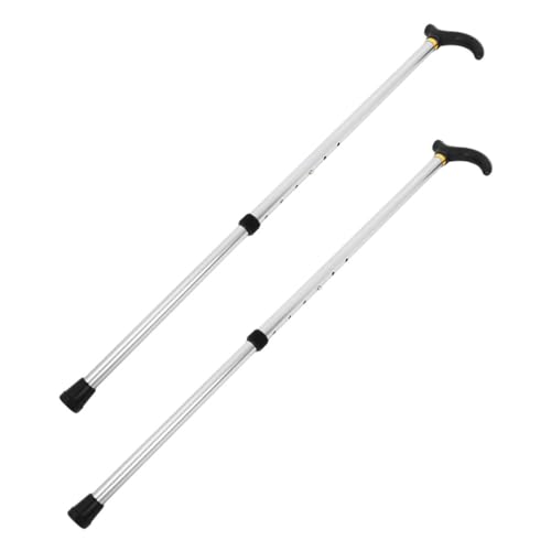MOLUCKFU 2 Piezas Bastones para Andar Ajustables de Aluminio Secciones Plegables Altura Extensible Mango Ergonómico para Mayores Portátiles para Interior y Exterior de Color Plata
