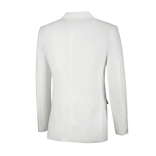 Furuyal Linen Suit 3 Pieces Vintage Retro Wedding Prom Suits Slim Fit Jacket Blazer Groom Tuxedos Ivory-L #TOP3