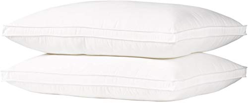 Ella Jayne Home Queen Size Bed Pillows- 2 Pack White Hotel Pillows- Gel Fiber Filled FIRM Gel Pillows with Hypoallergenic Gusset Cover- Best Pillow For Side Sleepers & Back Sleepers