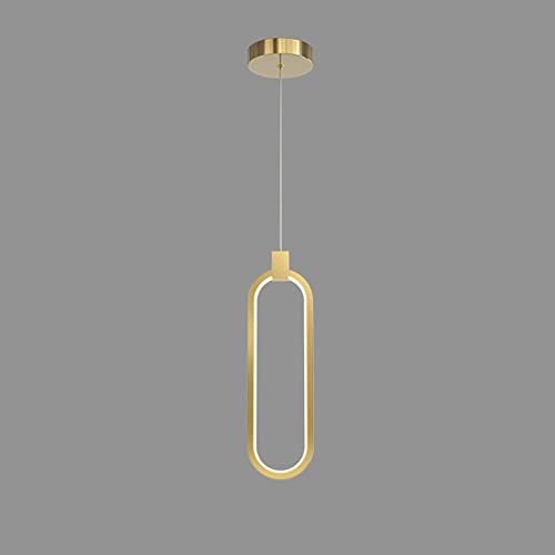 Lustre LED en cuivre et suspension anneau en acrylique pour table à manger