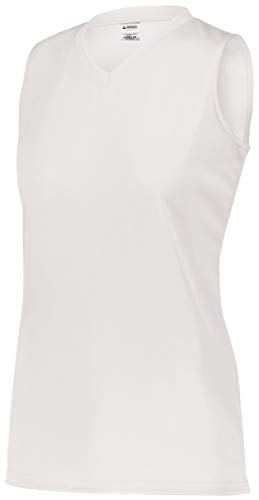 Augusta Sportswear Ladies Sleeveless Wicking Attain Jersey, White, S