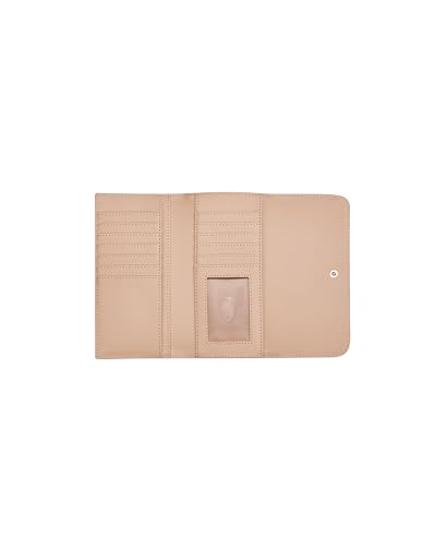 Image of Guess Taupe Printed Snap Button Abbas Slim Tri-Fold Wallet
