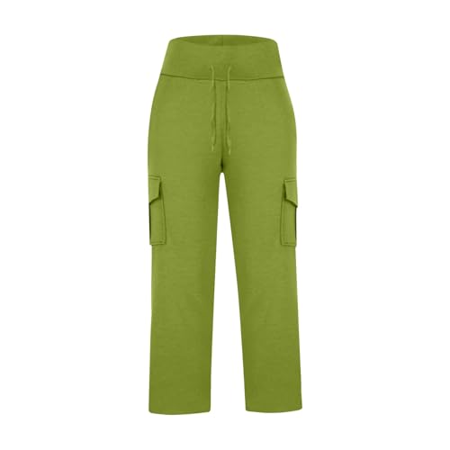 Girls High Waisted Flare Cargo Pants Wide Leg Joggers Drawstring Elastic Waist Casual Stretch Sweatpants with Pockets3