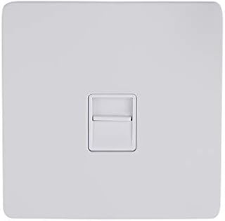 Schneider Electric Ultimate Screwless Flat Plate - Single Telephone Socket, Secondary, GU7462WSS, Stainless Steel with White Insert