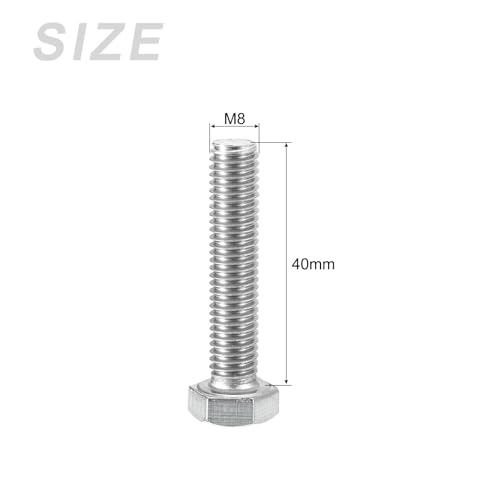 Image of METALLIXITY Hex Head Screws Bolts, Nuts, Flat & Lock Washers Kits (M8-1.25x40mm) 10 Set, Stainless Steel Fully Threaded Machine Screws Bolt Set - for Home Appliance Equipment