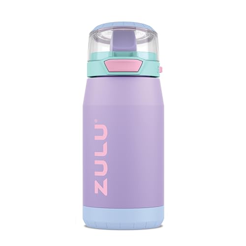 Image of ZULU Kids Flex 12oz Stainless Steel Insulated Water Bottle, Toddler Cup with Silicone Spout, Leak-Proof Locking Flip Lid and Carry Loop for School Backpack, Lunchbox, and Outdoor Sports, Sugar Fairy
