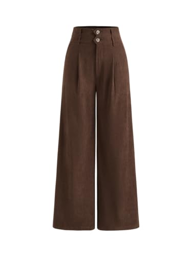 CIDER Corduroy Pants Women Wide Leg Trousers High Waist Pleated Double Button Pocket High Waist Casual Pants