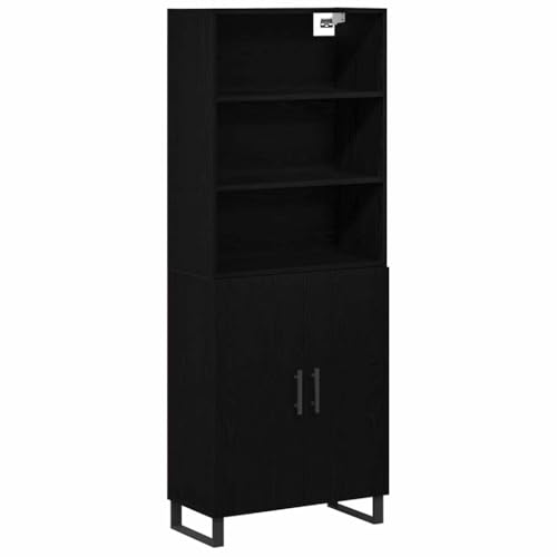 Aparador de madera de 2 piezas estilo cómoda con almacenamiento negro 2