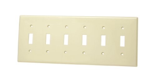 Image of Ivory , 6 Gang : Leviton 80736-I 6-Gang Toggle Device Switch Wallplate, Thermoplastic Nylon, Device Mount, Ivory