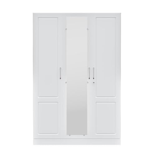 Image of Wakefit Wardrobe for Bedroom | 3 Yr Warranty | Cupboard for Bedroom, Almirah, Wooden Wardrobe, Comes with LED light, Storage Drawer, Mirror & Hanger, Density:680-750kg /m, Free Installation(Tyrian-FW)
