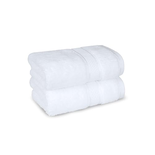 Image of MYTRIDENT Towels for Hand, Indulgence Collection, 100% Cotton Towels for Men /Women, 600 GSM, 2 Pc Hand Towel Set Luxury, 40 cm x 60 cm - Bright White